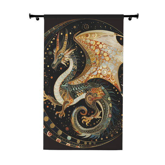 Fantasy Dragon Themed Window Curtain - Home Decor, Drapes, Curtain Panel, Art Curtains, Unique Gift