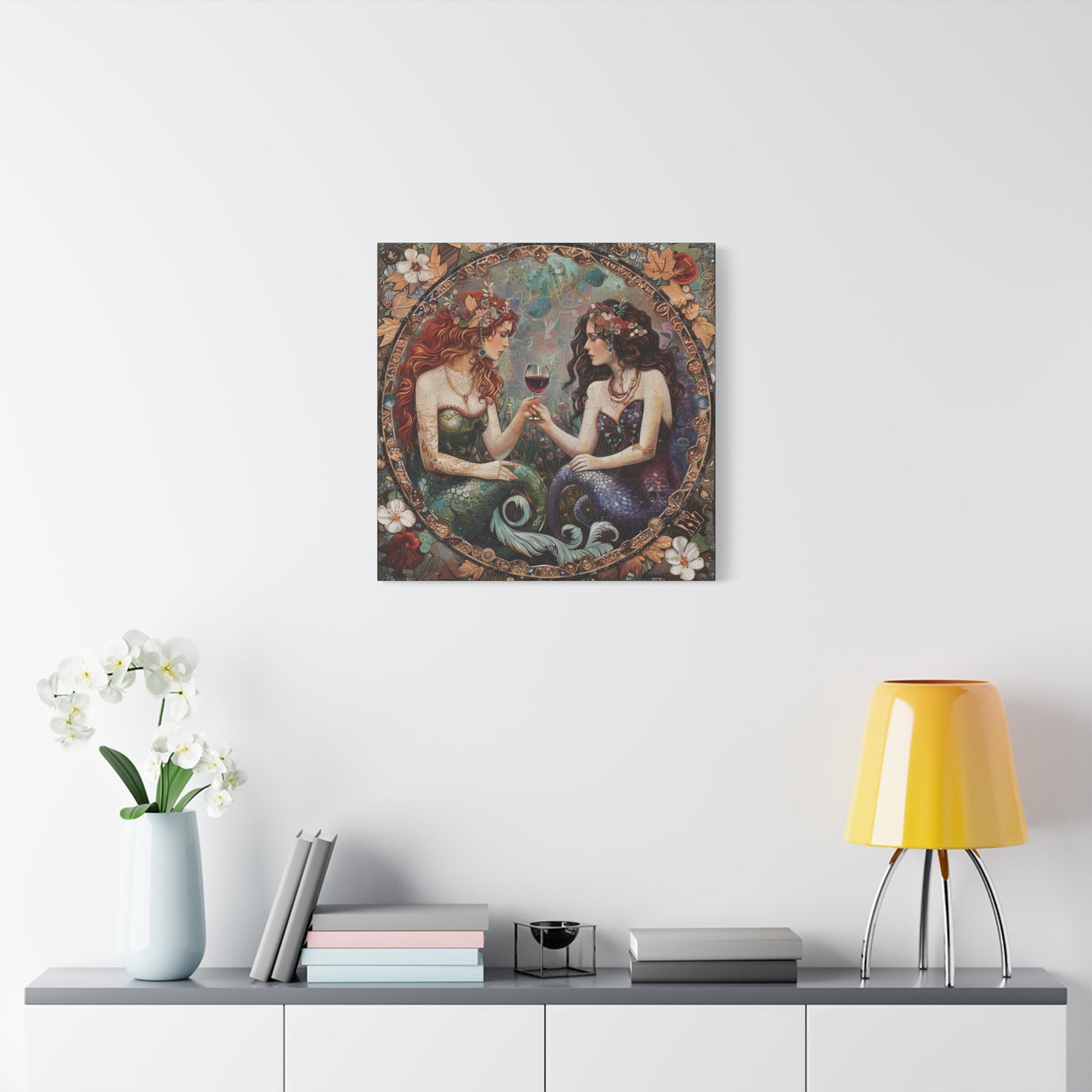 Mermaid in Paris Canvas Print, Mermaid Lovers, Mermaid Gift, Girlfriend Gift, Mermaid Canvas, Choose Your Size Canvas Options
