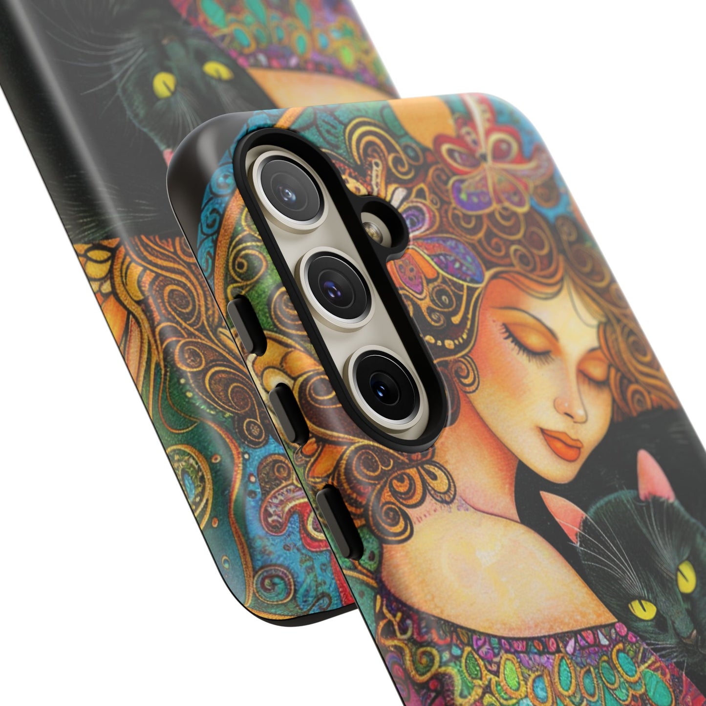 Colorful Cat Art Phone Case, Tough Phone Cover for Cat Lovers, Gift for Pet Owners, Artistic Mobile Case, Cute Cat Design