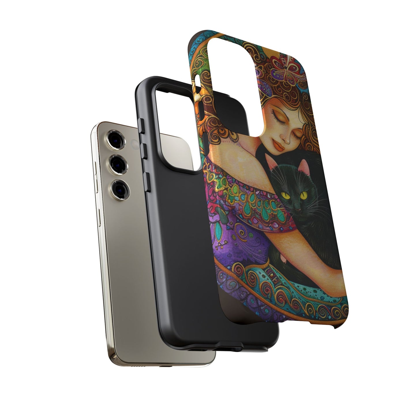 Colorful Cat Art Phone Case, Tough Phone Cover for Cat Lovers, Gift for Pet Owners, Artistic Mobile Case, Cute Cat Design
