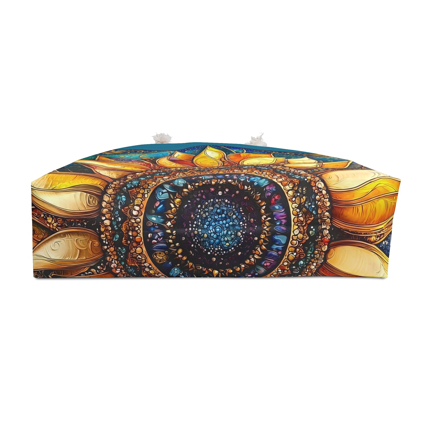 Sunflower Mandala Weekender Bag  Boho Floral Tote, Beach Travel Bag