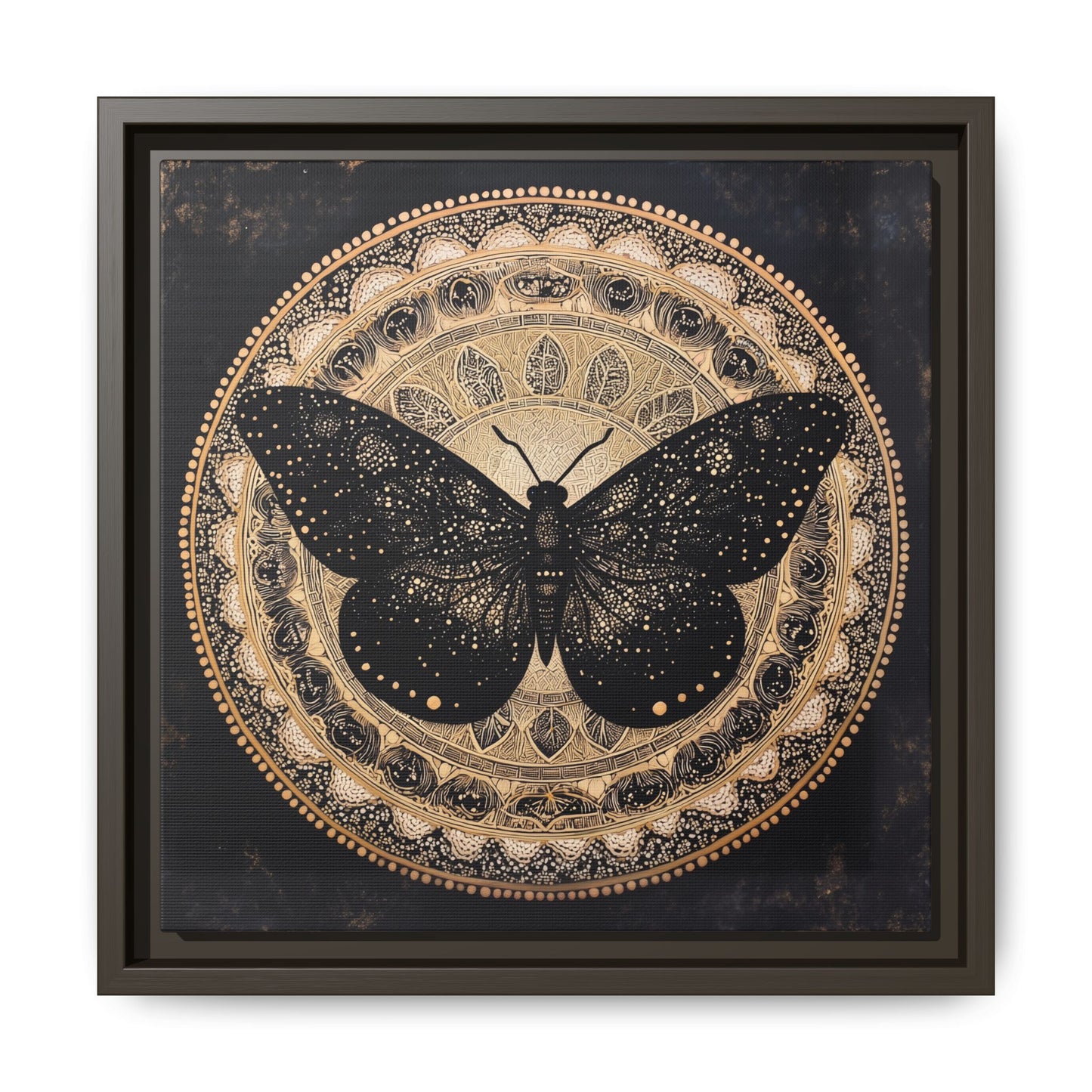 Black Moth Mandala Matte Canvas Framed | Wall Art