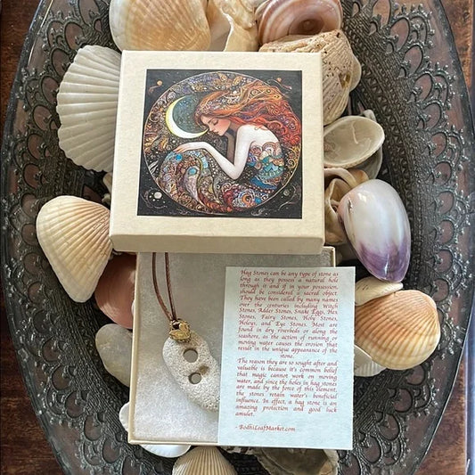 Artistic Pendant Necklace with Bronze Heart Charm and Stone, Bodhi Jewelry