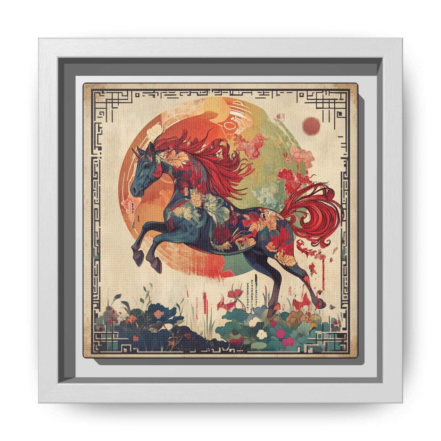Fire Horse Year Matte Canvas Framed Print