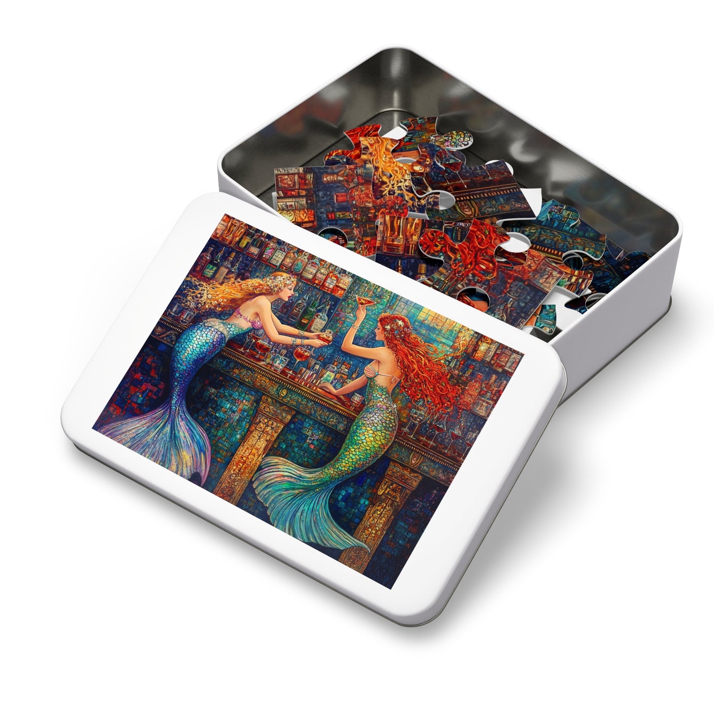 Mermaid Bar Jigsaw Puzzle with Tin | Colorful Ocean Fantasy Puzzle