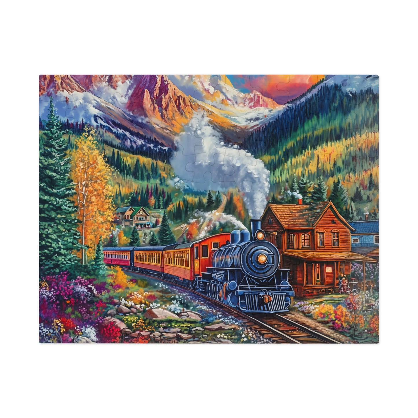 Scenic Mountain Steam Train Jigsaw Puzzle with Tin | 500pc Colorado Landscape Puzzle