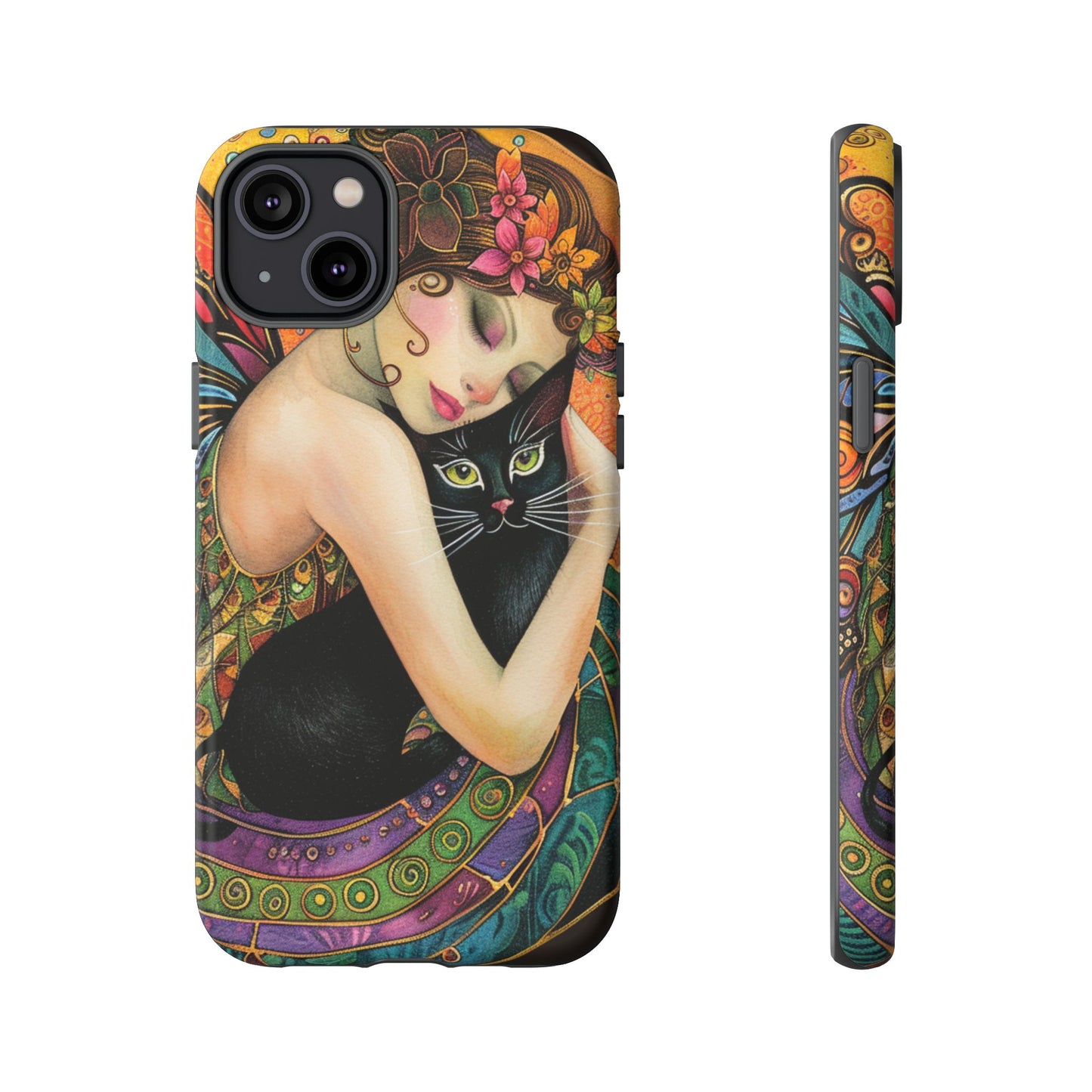 Colorful Art Phone Case with Cat and Fairy Design, Phone Cover Gift for Cat Lovers, Unique Floral Case, Magical Design, Vibrant Phone [...]