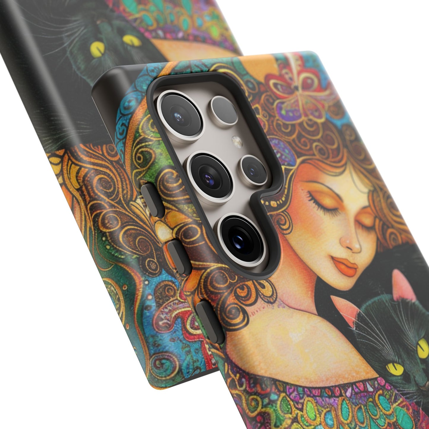 Colorful Cat Art Phone Case, Tough Phone Cover for Cat Lovers, Gift for Pet Owners, Artistic Mobile Case, Cute Cat Design