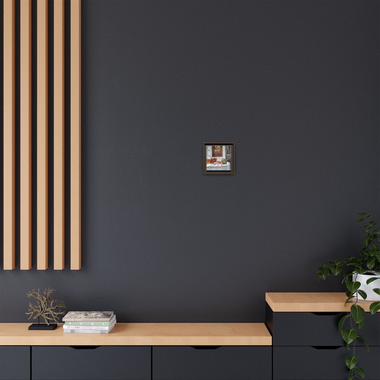 Orange Tabby "House Cat" Sleeping Ginger Cat Sofa Photo Framed Canvas