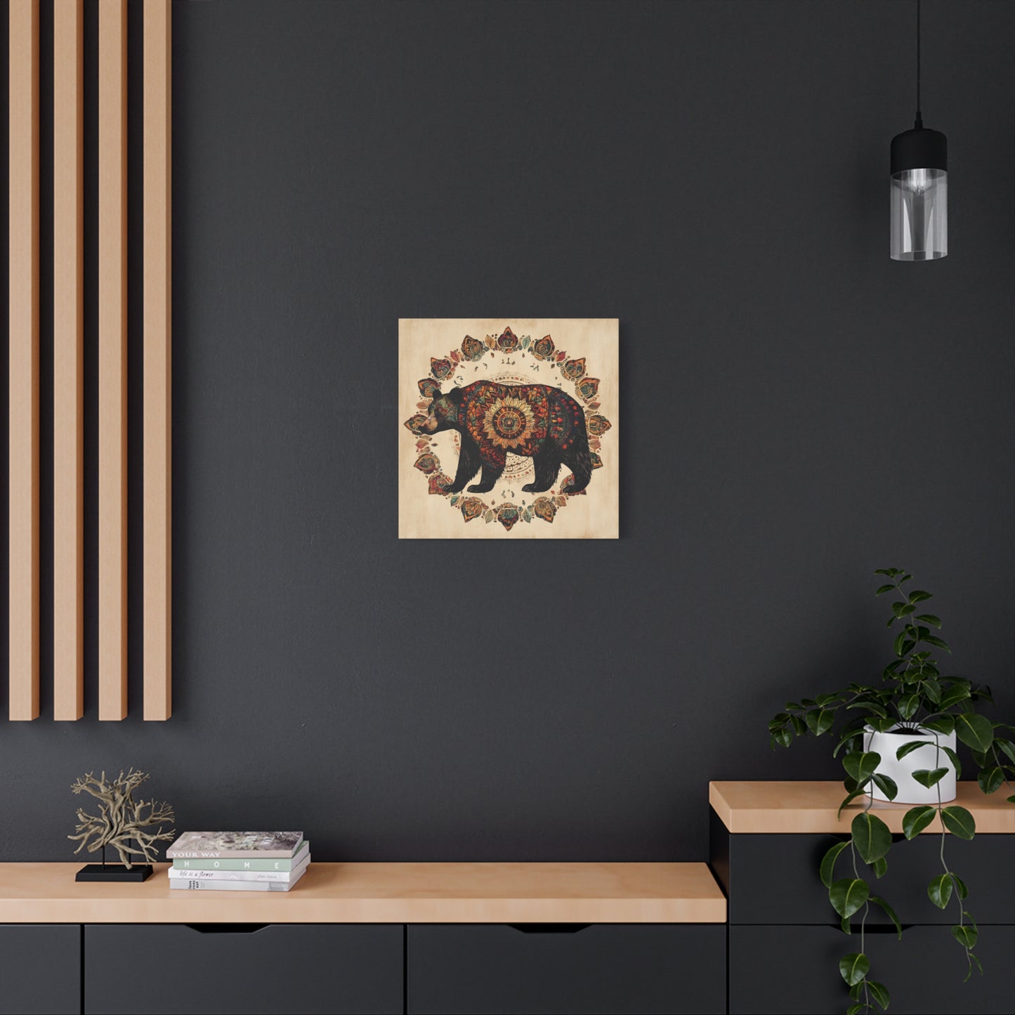 Bohemian Mandala Bear Matte Canvas Wall Art | Stretched Canvas