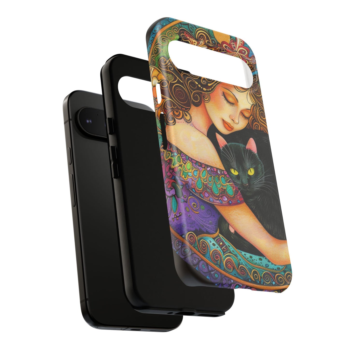 Colorful Cat Art Phone Case, Tough Phone Cover for Cat Lovers, Gift for Pet Owners, Artistic Mobile Case, Cute Cat Design