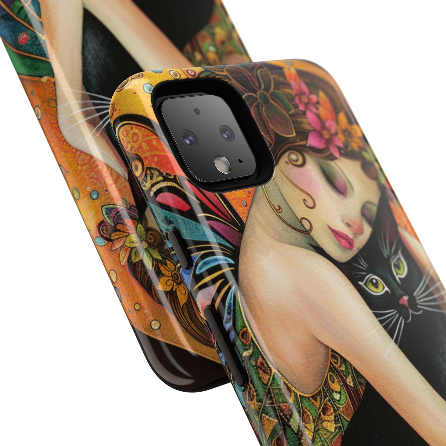Colorful Art Phone Case with Cat and Fairy Design, Phone Cover Gift for Cat Lovers, Unique Floral Case, Magical Design, Vibrant Phone [...]