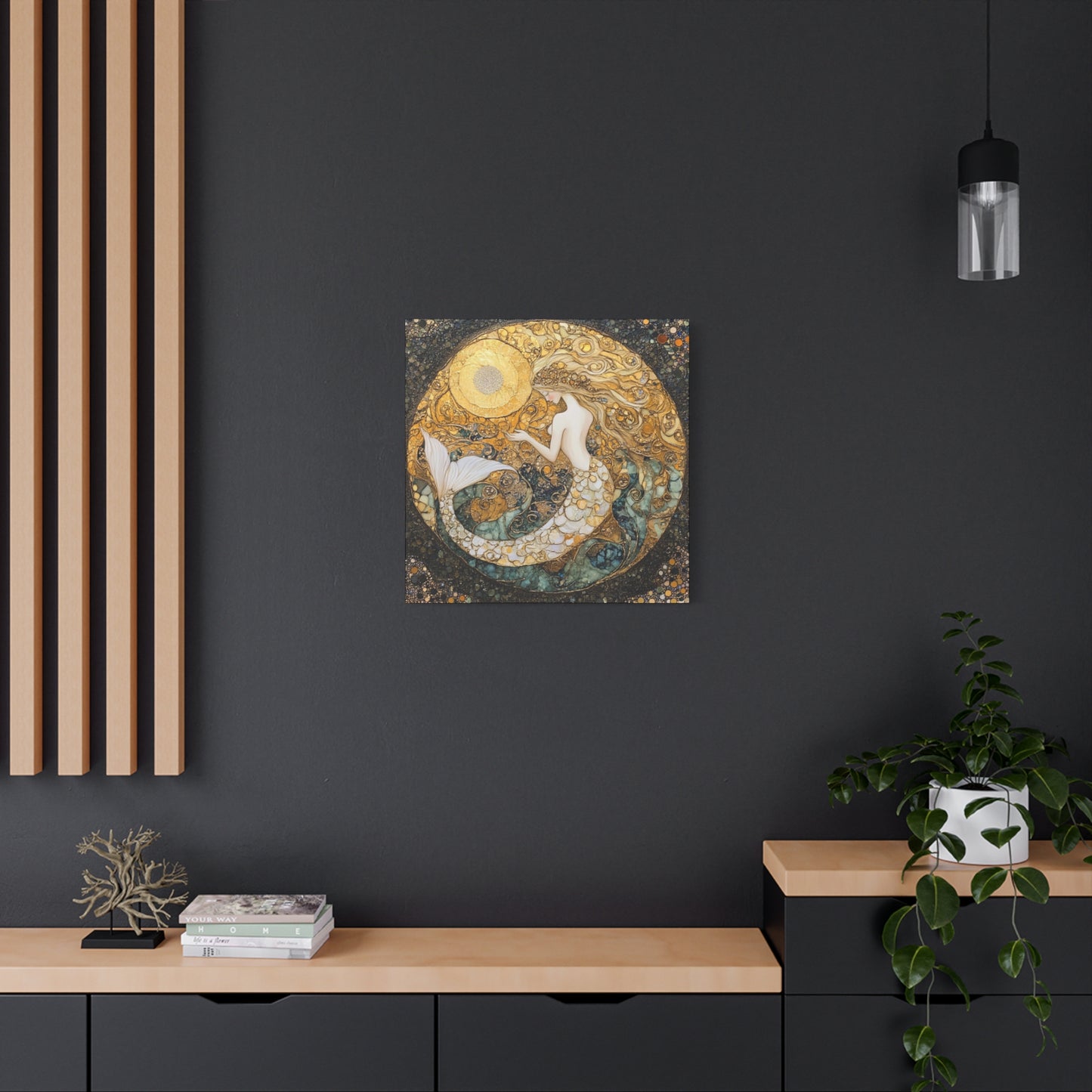 Elegant Mermaid Wall Art - Stretched Matte Canvas, Nautical Decor, Ocean Lover Gift, Home Decoration, Unique Mermaid Artwork