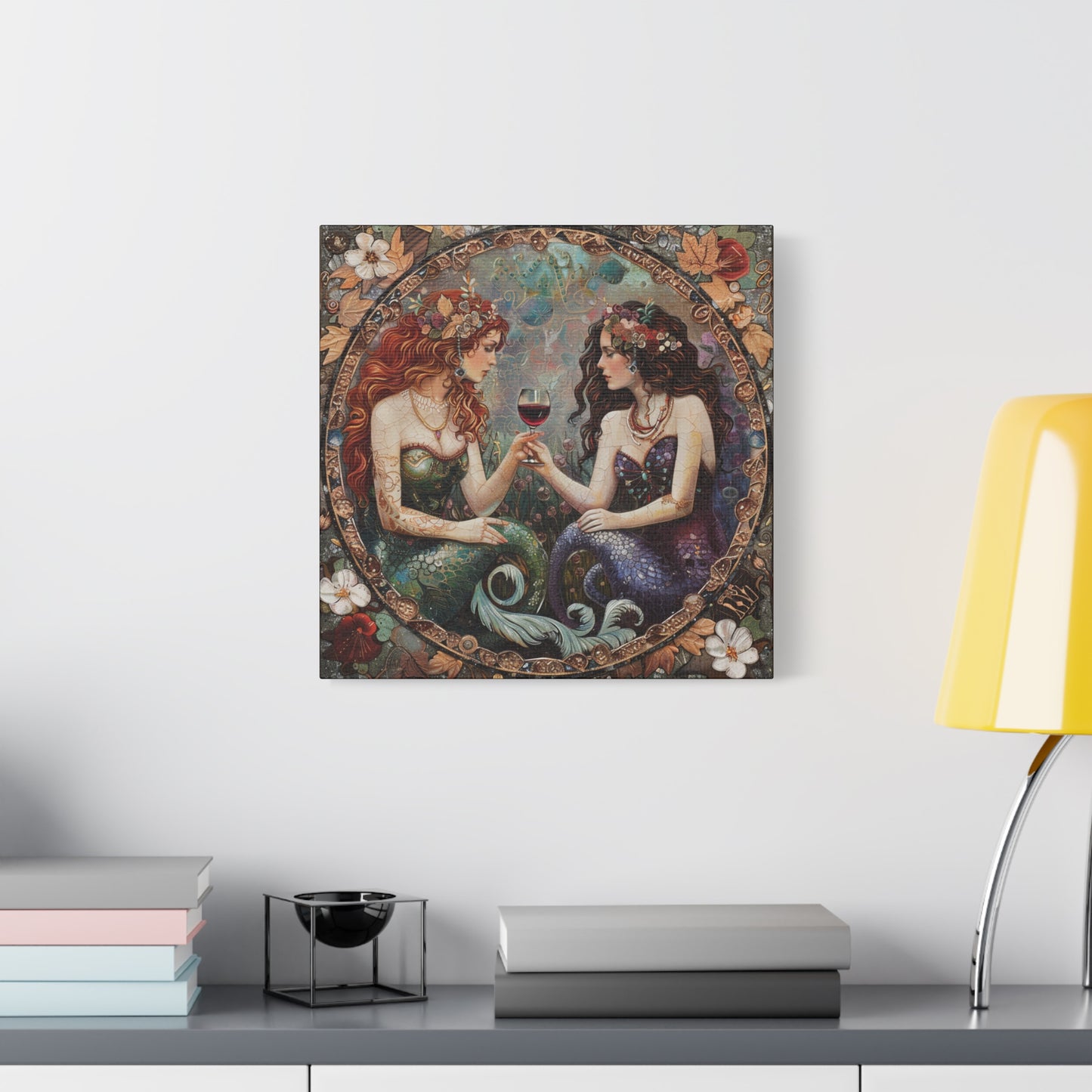 Mermaid in Paris Canvas Print, Mermaid Lovers, Mermaid Gift, Girlfriend Gift, Mermaid Canvas, Choose Your Size Canvas Options