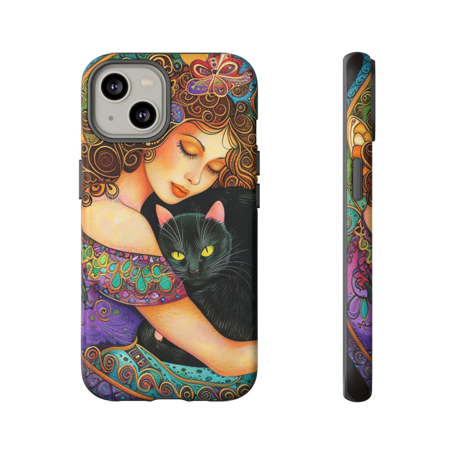 Colorful Cat Art Phone Case, Tough Phone Cover for Cat Lovers, Gift for Pet Owners, Artistic Mobile Case, Cute Cat Design