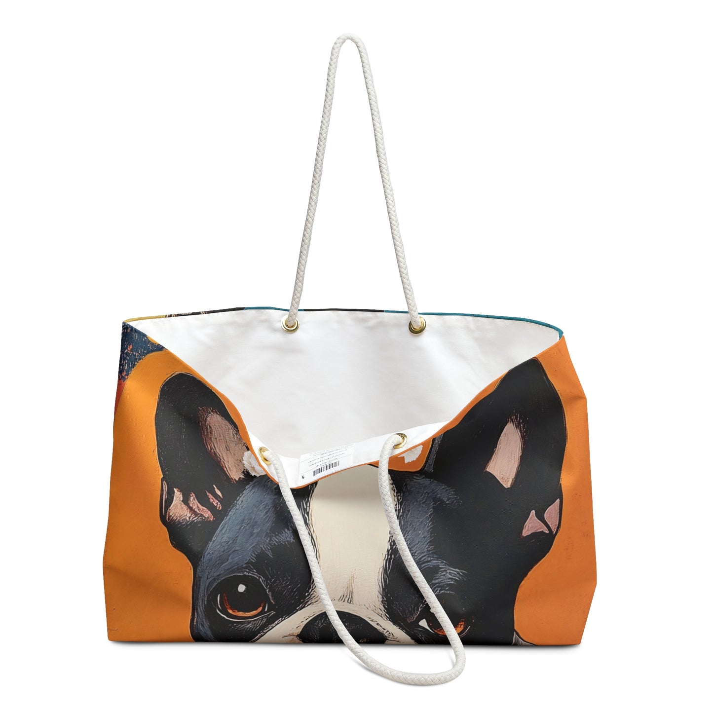 Peeking Boston Terrier Weekender Bag Colorblock Pop Art Mid Century Modern