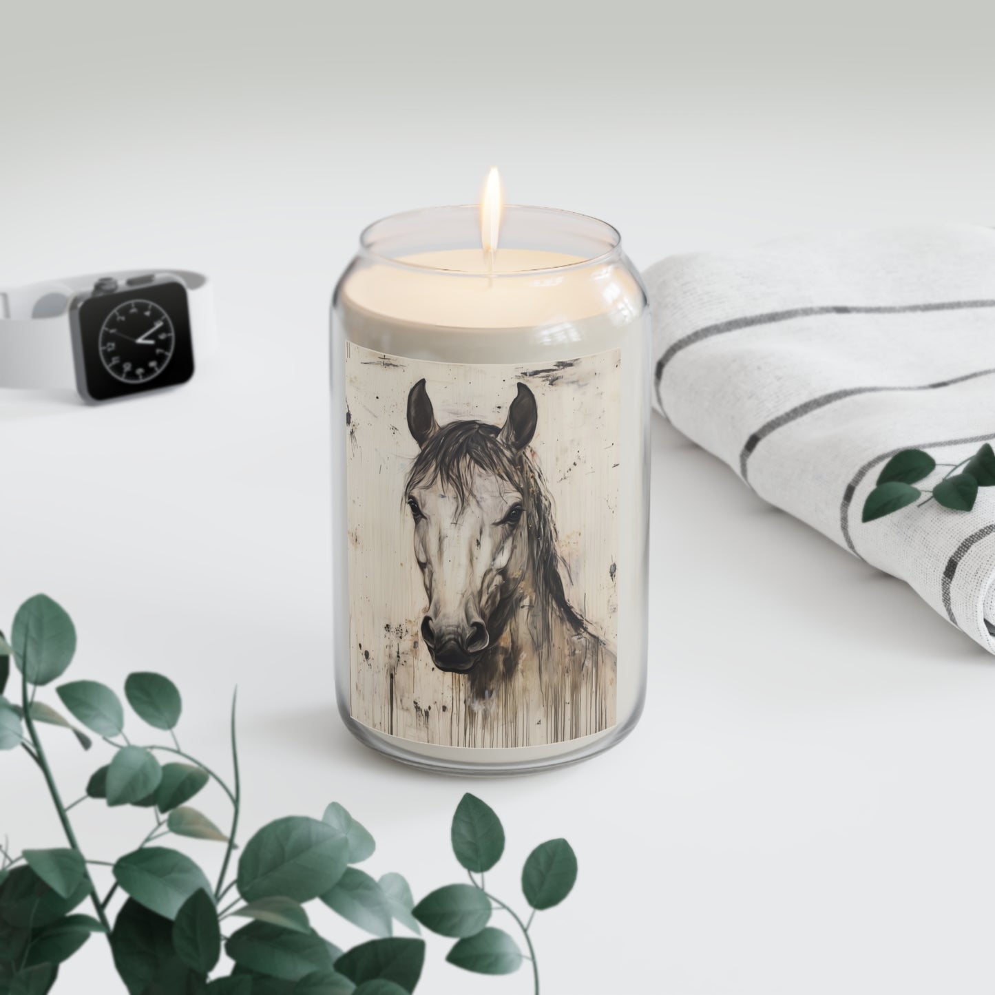 Watercolor Horse Portrait Candle | Soy Candle 13.75oz