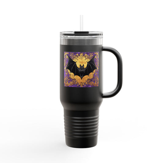 Spooky Bat Insulated Travel Mug | 40oz Halloween Coffee Cup, Bat Design, Perfect for Fall, Gifts for Friends, Unique Travel Mug