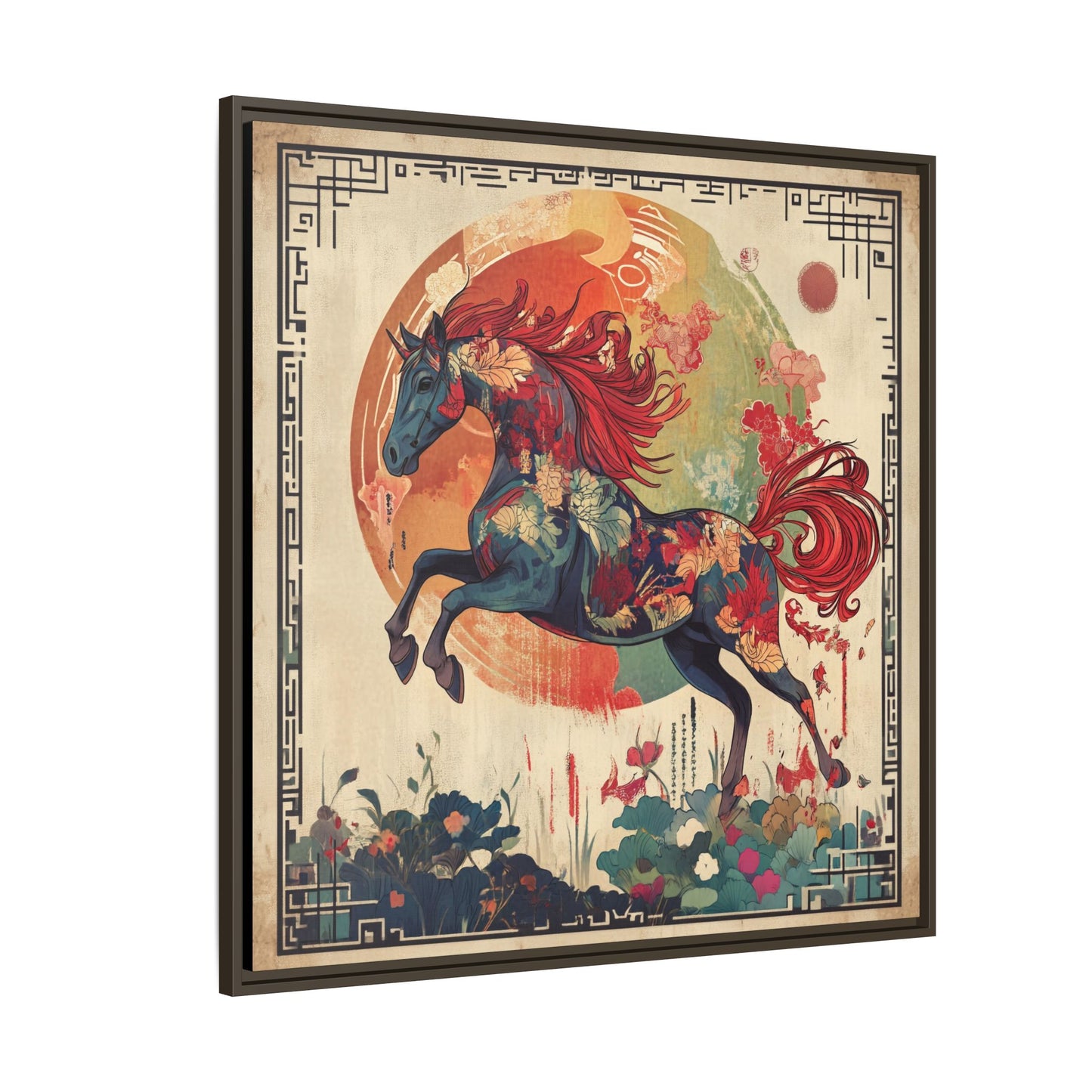 Fire Horse Year Matte Canvas Framed Print