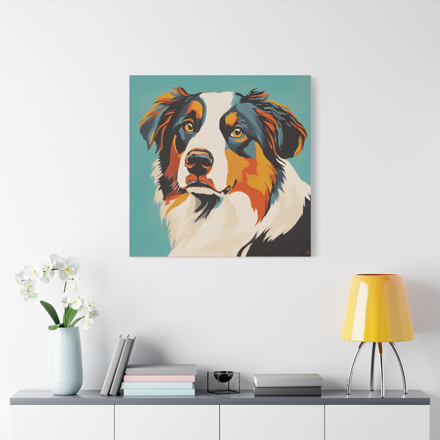 Mid Century Modern Aussie Canvas Wall Art, Home Decor, Pet Lover Gift, Dog Art, Animal Lover Decor