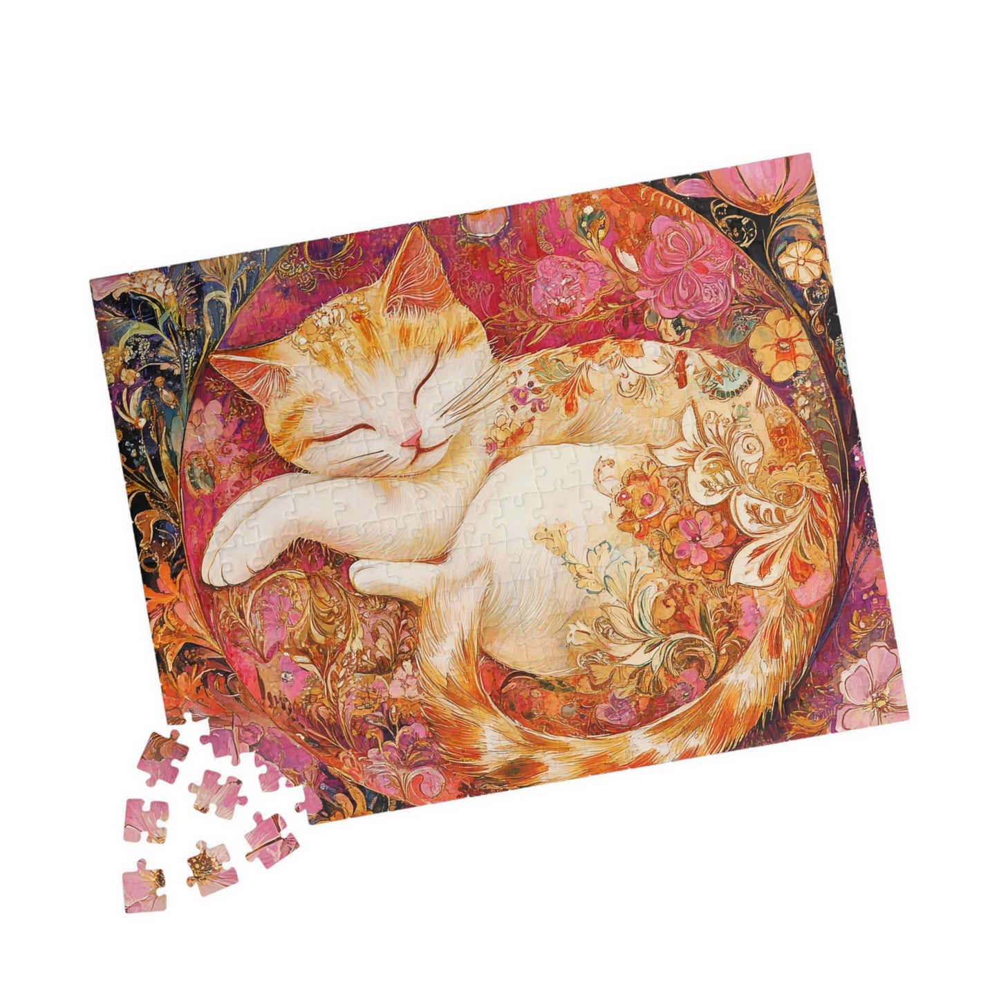 Art Nouveau Sleeping Floral Cat Puzzle | 252-1014 Piece Jigsaw