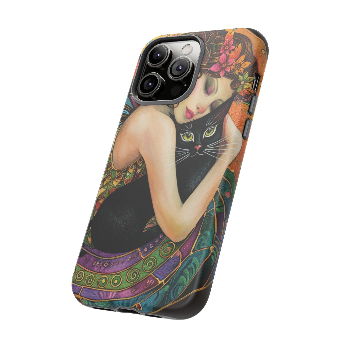 Colorful Art Phone Case with Cat and Fairy Design, Phone Cover Gift for Cat Lovers, Unique Floral Case, Magical Design, Vibrant Phone [...]