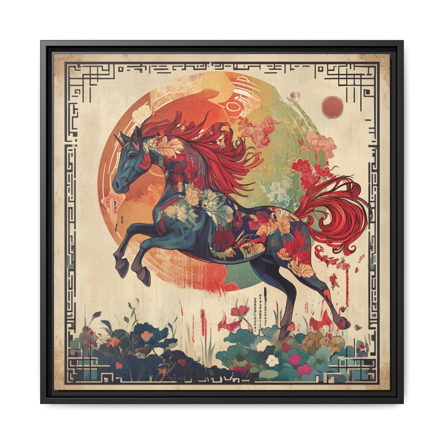 Fire Horse Year Matte Canvas Framed Print