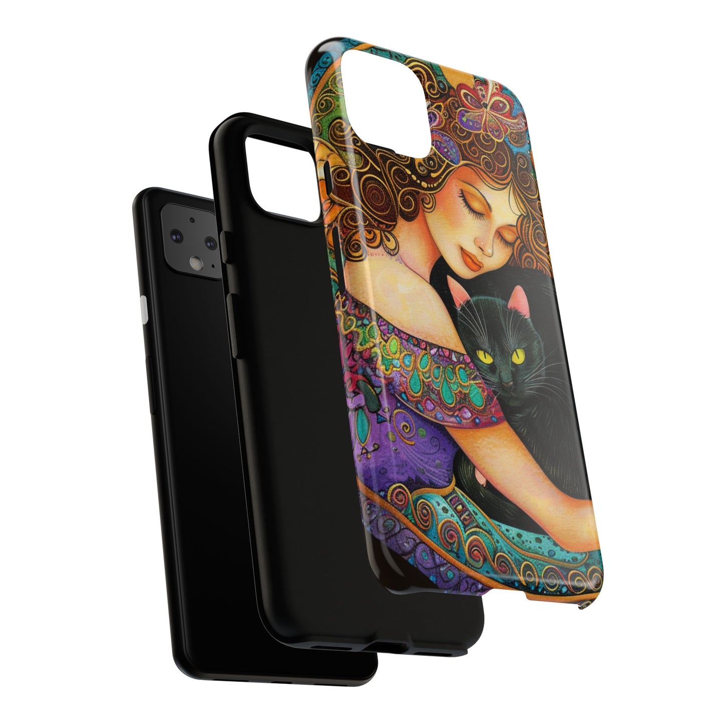 Colorful Cat Art Phone Case, Tough Phone Cover for Cat Lovers, Gift for Pet Owners, Artistic Mobile Case, Cute Cat Design