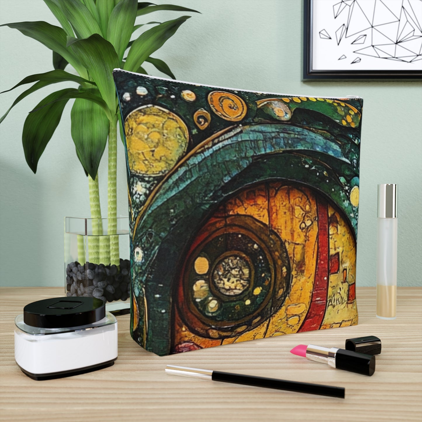 Fairy Door Artistic Cotton Cosmetic Bag - Unique Makeup Pouch, Gift for Her, Travel Organizer, Bohemian Style, Everyday Essentials