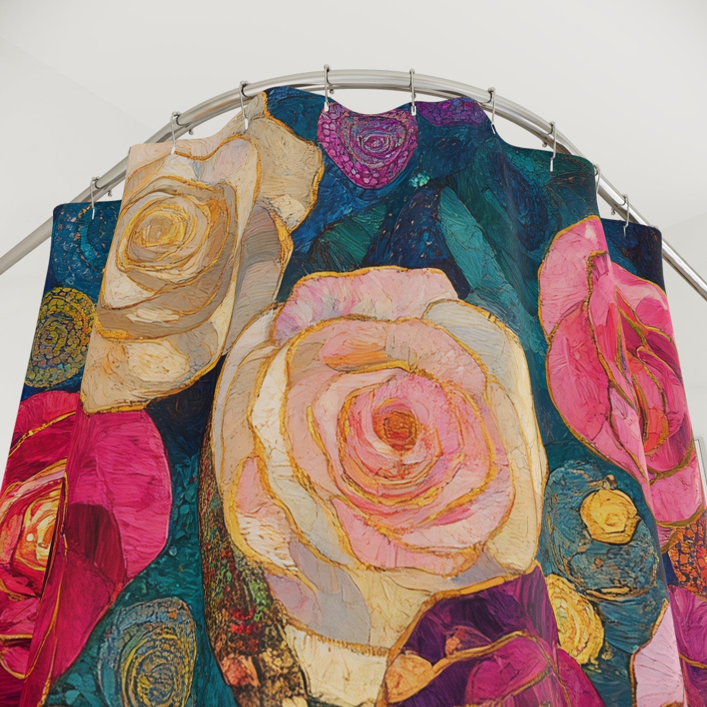 Watercolor Rose Bouquet Shower Curtain | Floral Bathroom Decor