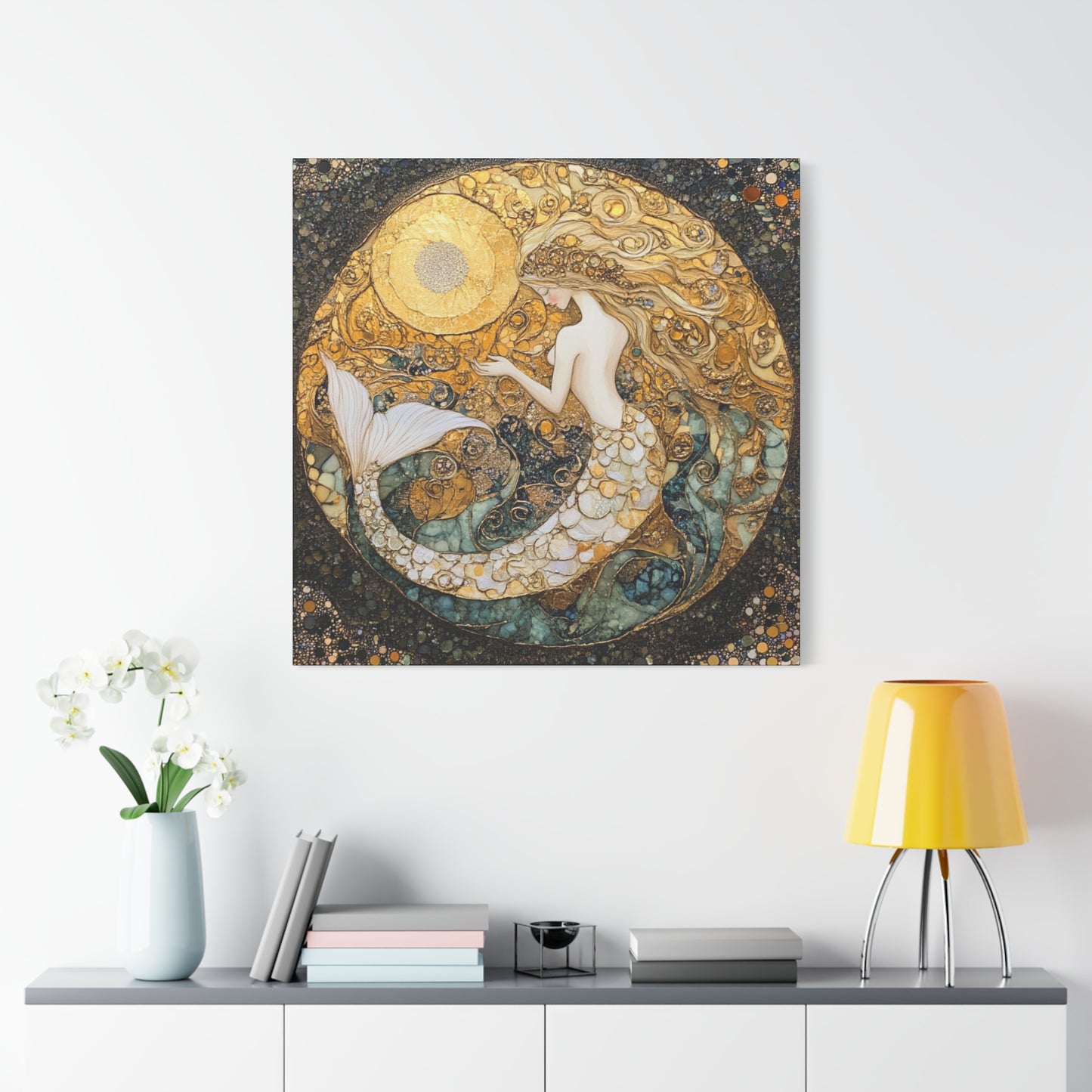 Elegant Mermaid Wall Art - Stretched Matte Canvas, Nautical Decor, Ocean Lover Gift, Home Decoration, Unique Mermaid Artwork