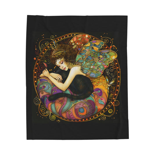 Artistic Fairy Velveteen Plush Blanket, Magical Home Décor, Cozy Gift for All Occasions, Soft Throw for Relaxation