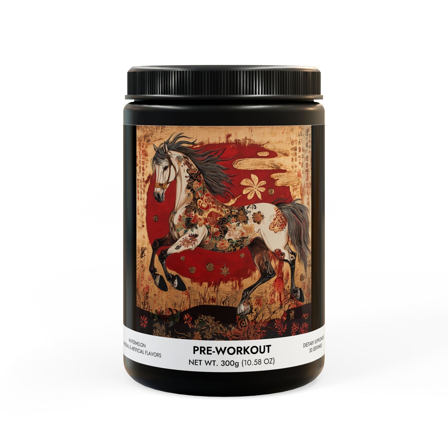 Pre-Workout Supplement, Watermelon (300g, 10.58oz) Year of The Fire Horse Illustration