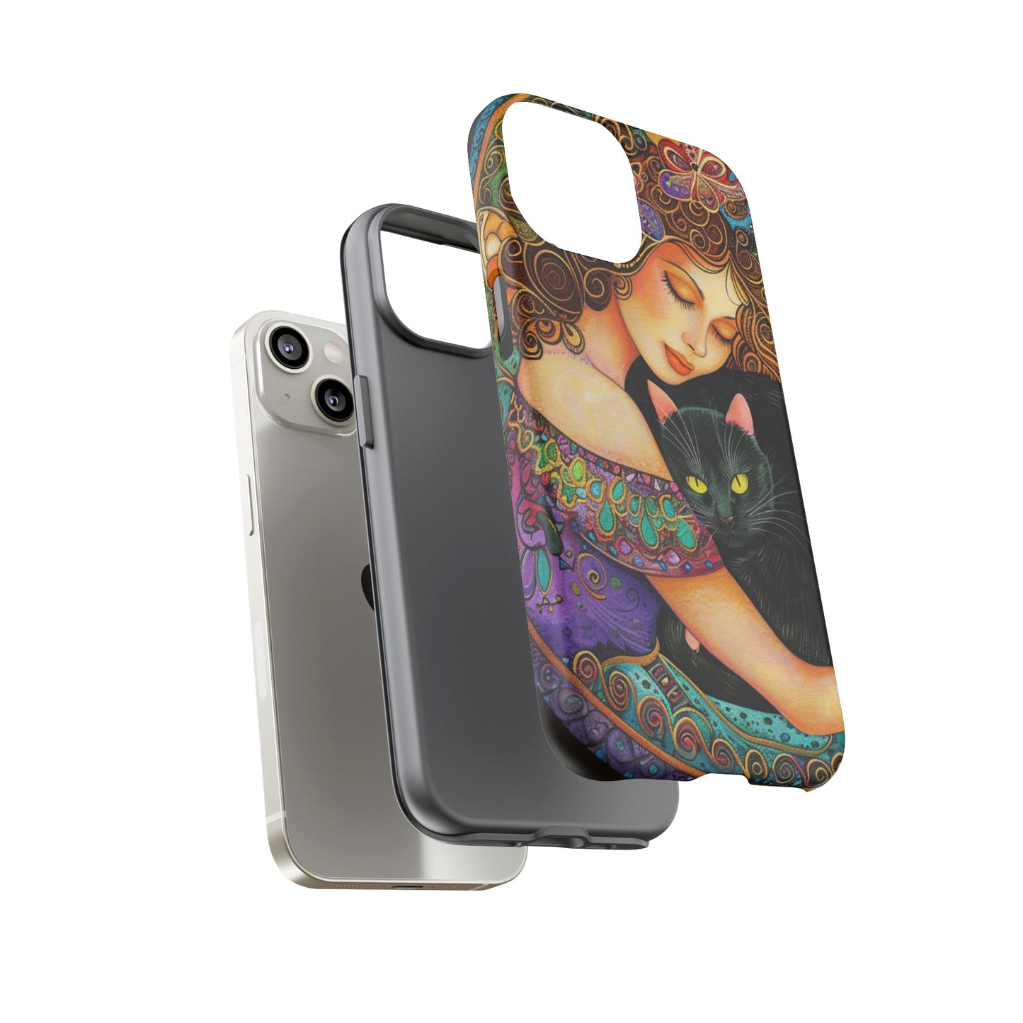 Colorful Cat Art Phone Case, Tough Phone Cover for Cat Lovers, Gift for Pet Owners, Artistic Mobile Case, Cute Cat Design