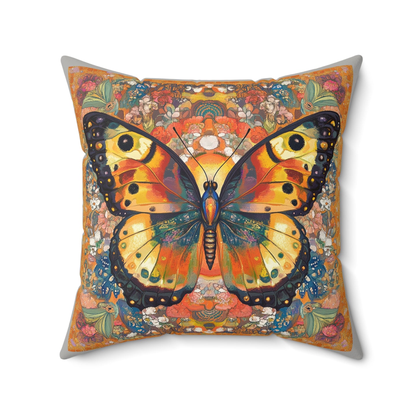 Vibrant Butterfly Faux Suede Square Pillow, Decorative Cushion, Boho Decor, Home Accent, Gift Idea for Nature Lovers