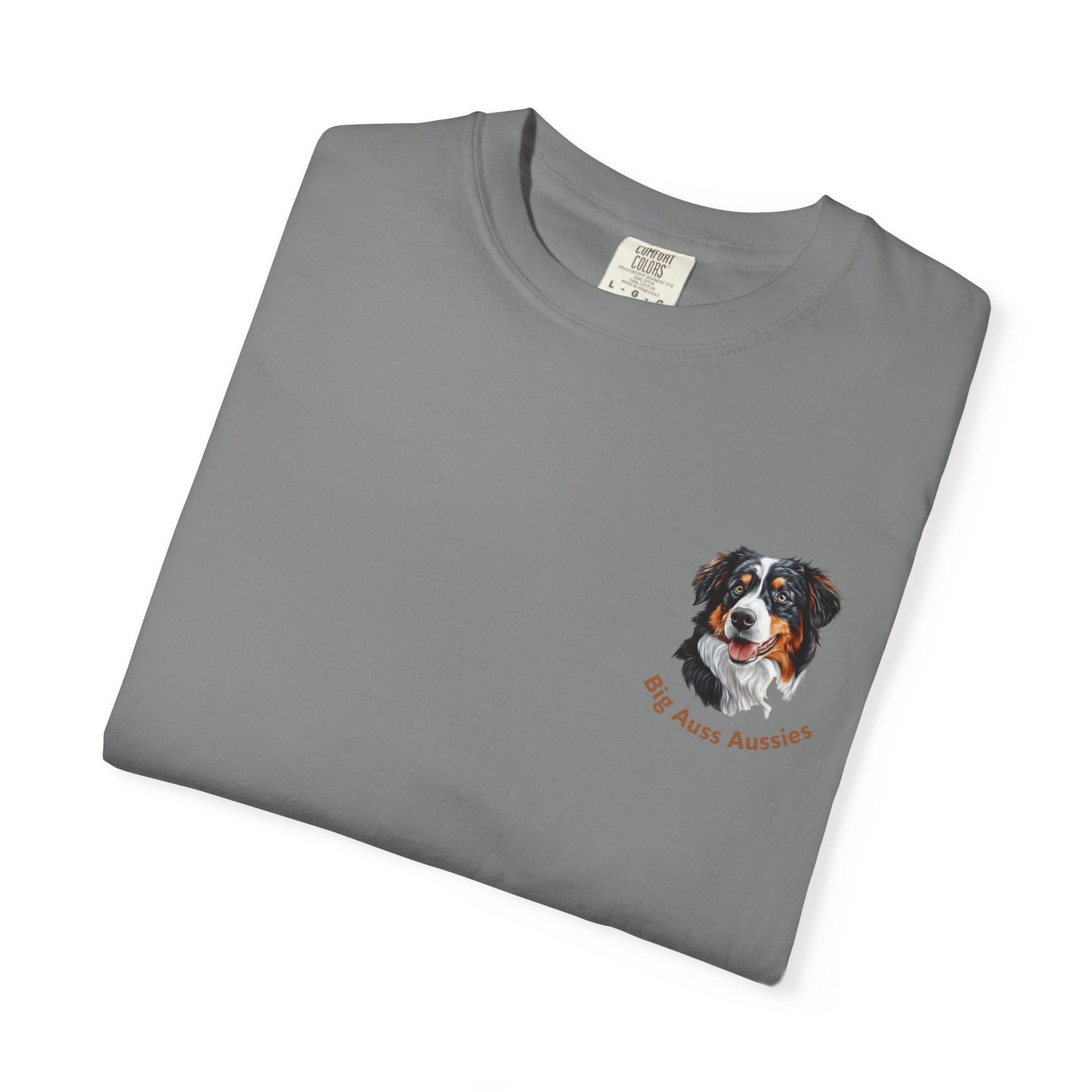 Big Auss Aussies T-shirt, Unisex Garment-Dyed Tee, Tri Color Australian Shepherd