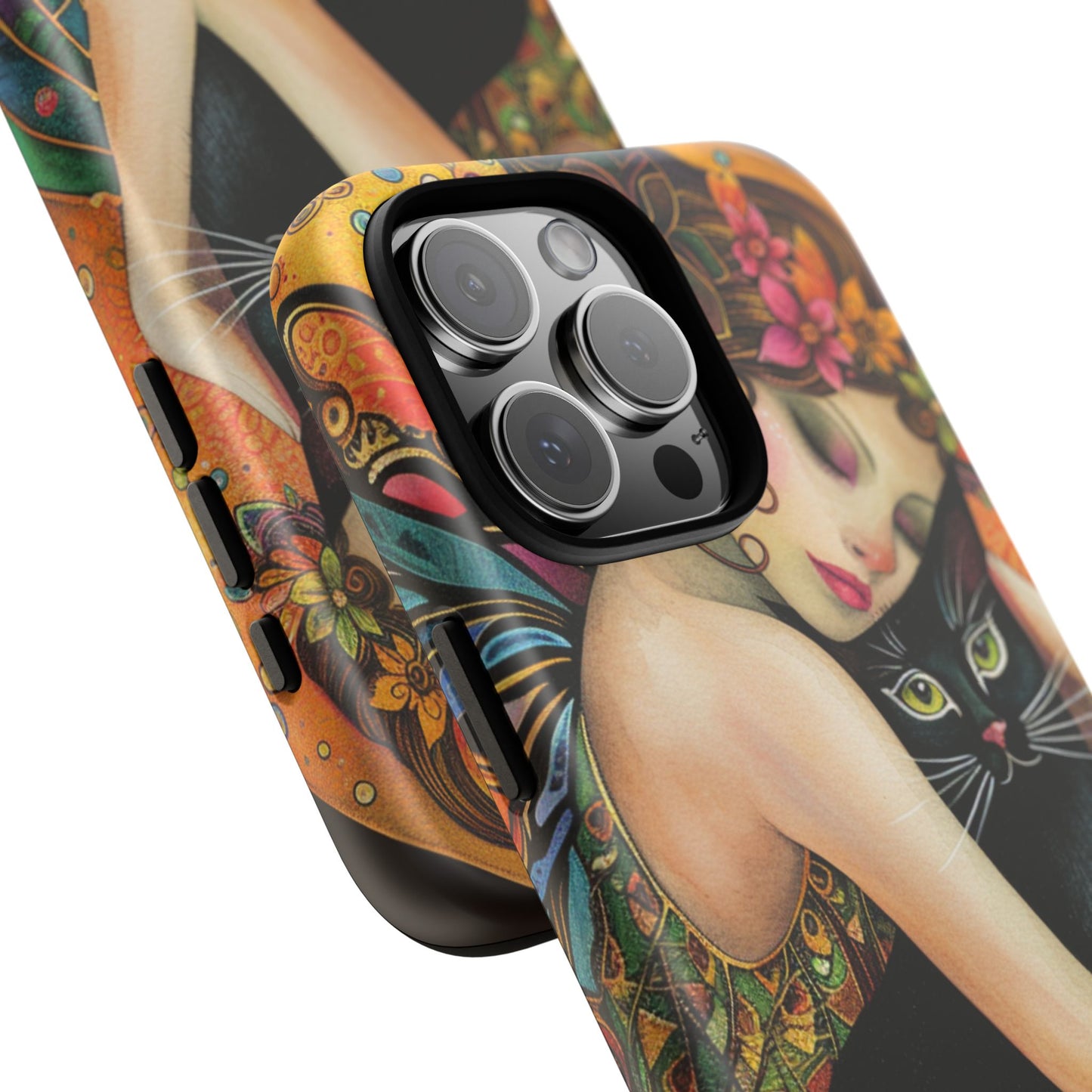 Colorful Art Phone Case with Cat and Fairy Design, Phone Cover Gift for Cat Lovers, Unique Floral Case, Magical Design, Vibrant Phone [...]