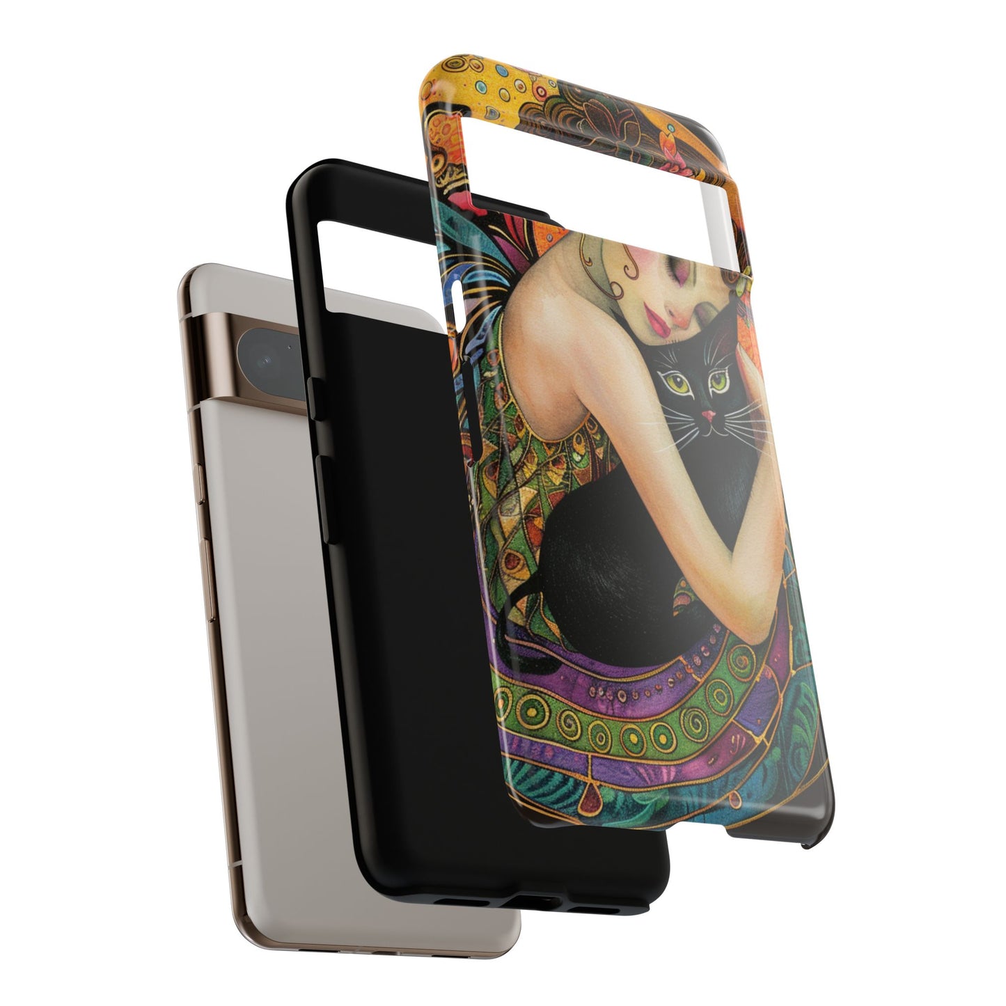 Colorful Art Phone Case with Cat and Fairy Design, Phone Cover Gift for Cat Lovers, Unique Floral Case, Magical Design, Vibrant Phone [...]