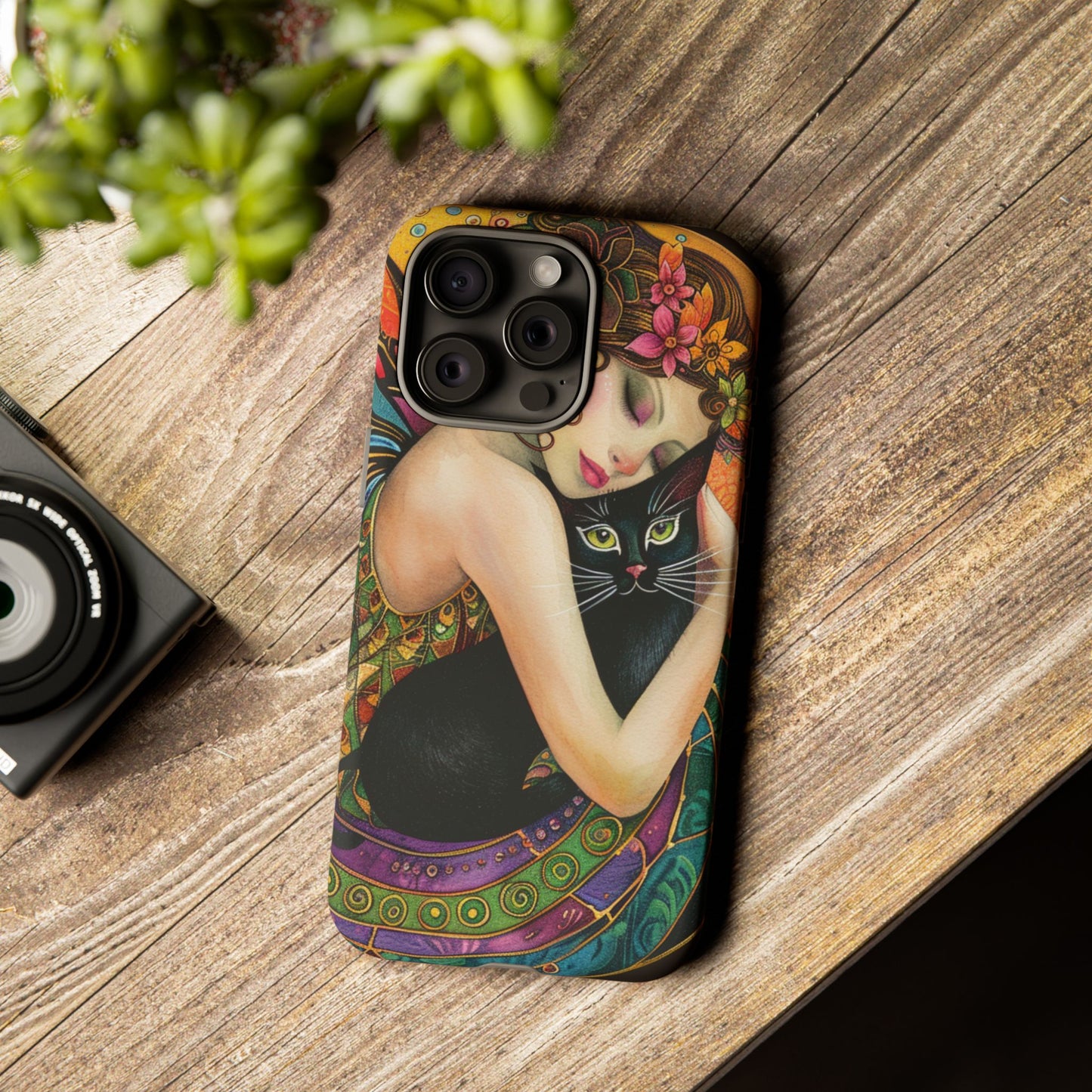 Colorful Art Phone Case with Cat and Fairy Design, Phone Cover Gift for Cat Lovers, Unique Floral Case, Magical Design, Vibrant Phone [...]
