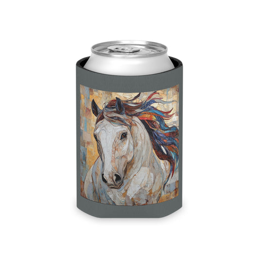 Beautiful Horse Art Can Cooler, Equestrian Gift, Horse Lover Accessory, Customized Beverage Holder, Rustic Home Bar Decor