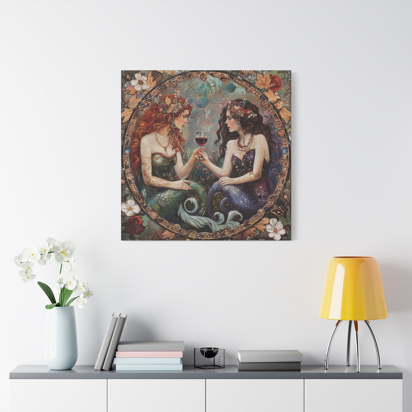 Mermaid in Paris Canvas Print, Mermaid Lovers, Mermaid Gift, Girlfriend Gift, Mermaid Canvas, Choose Your Size Canvas Options