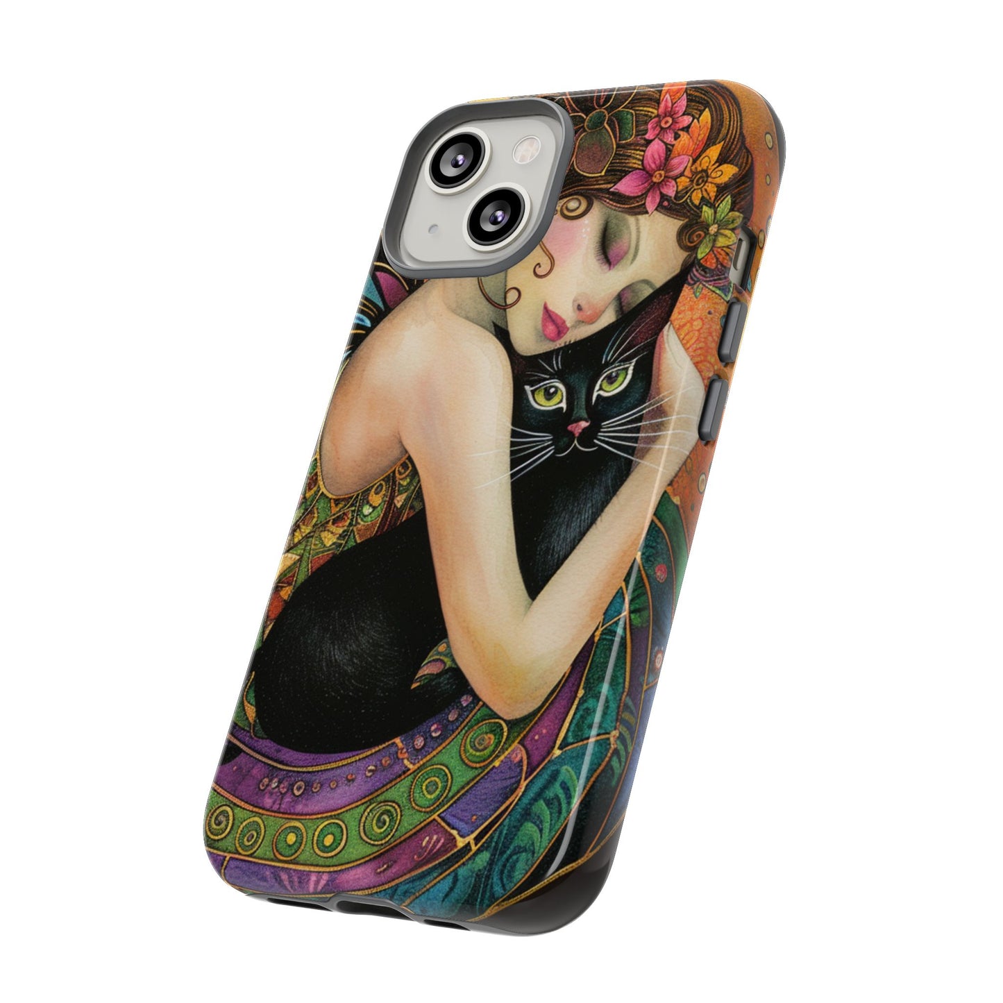 Colorful Art Phone Case with Cat and Fairy Design, Phone Cover Gift for Cat Lovers, Unique Floral Case, Magical Design, Vibrant Phone [...]