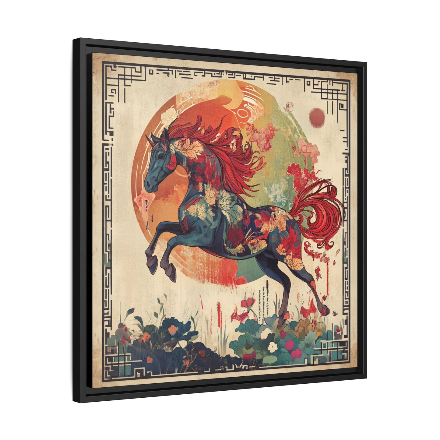 Fire Horse Year Matte Canvas Framed Print