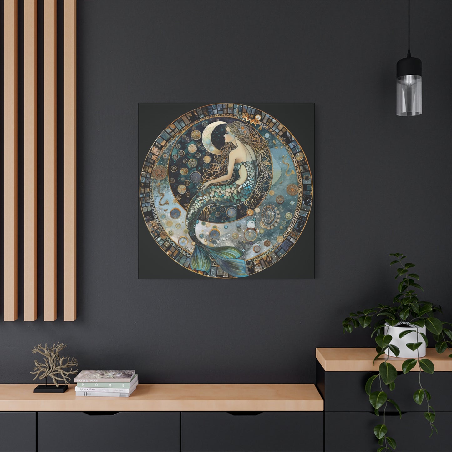 Mermaid Moon Canvas Art Print, Ocean Decor, Fantasy Artwork, Nautical Home Wall Art, Ethereal Gift for Sea Lovers