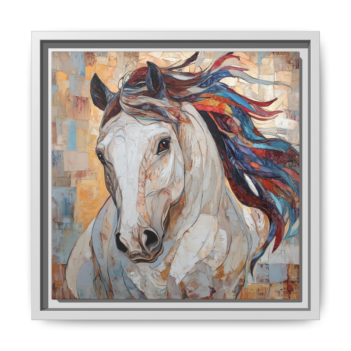 Colorful Mane Horse Matte Canvas Framed | Equine Wall Art