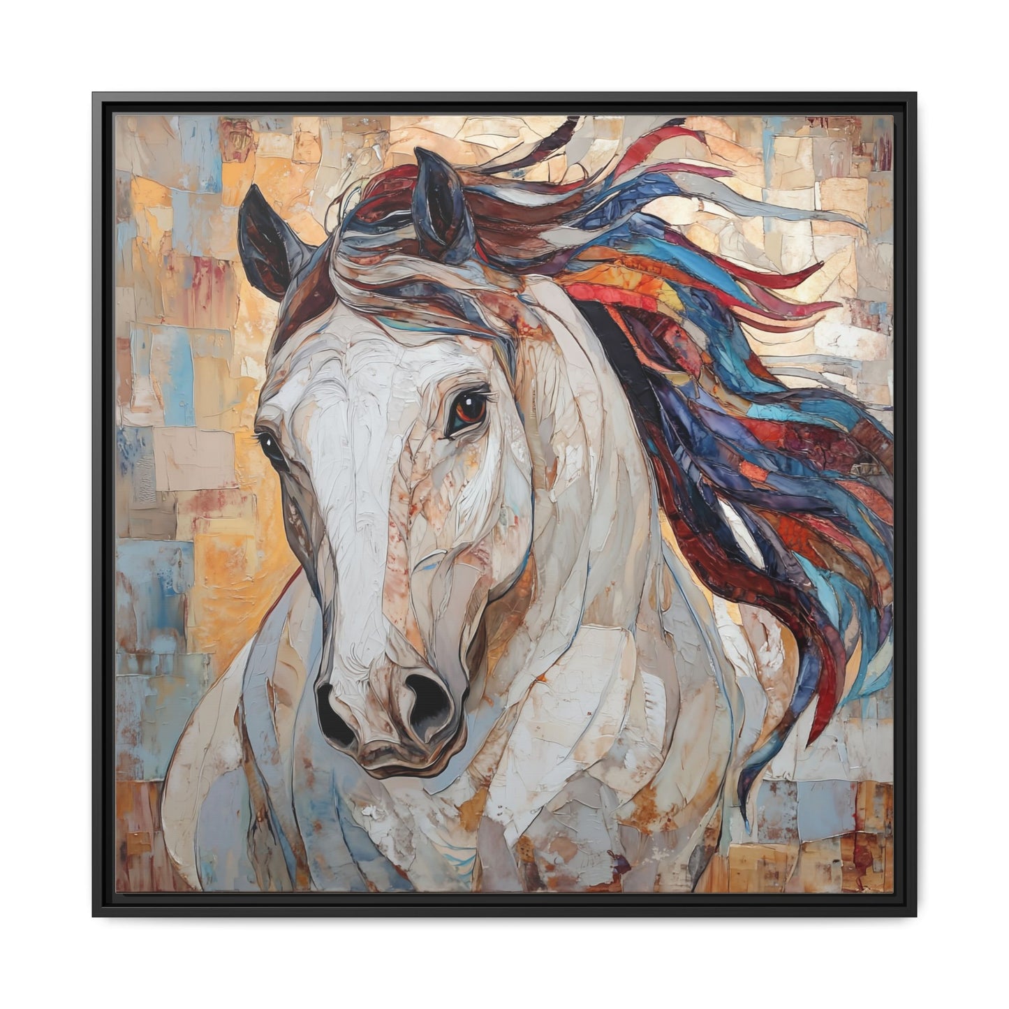 Colorful Mane Horse Matte Canvas Framed | Equine Wall Art