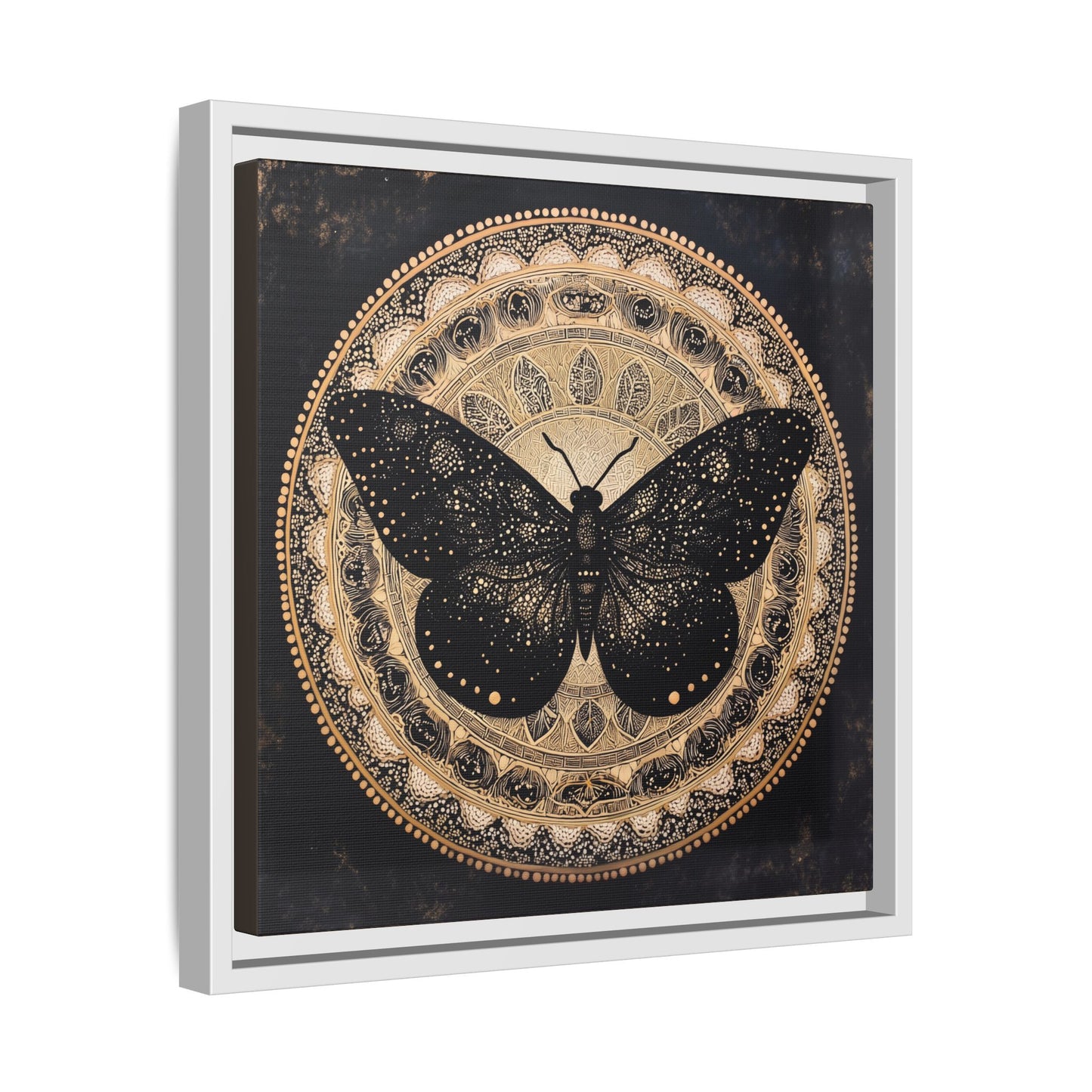 Black Moth Mandala Matte Canvas Framed | Wall Art