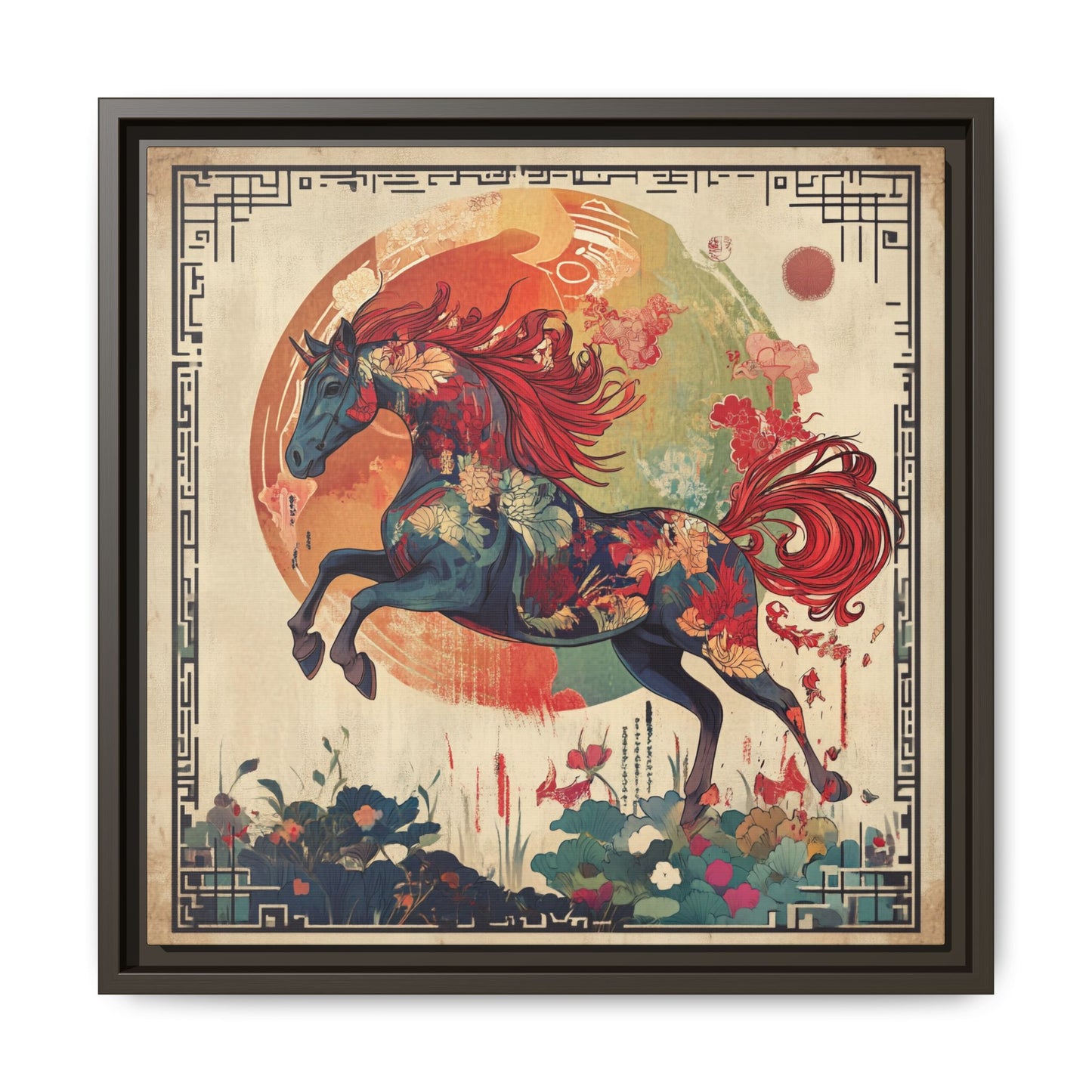 Fire Horse Year Matte Canvas Framed Print