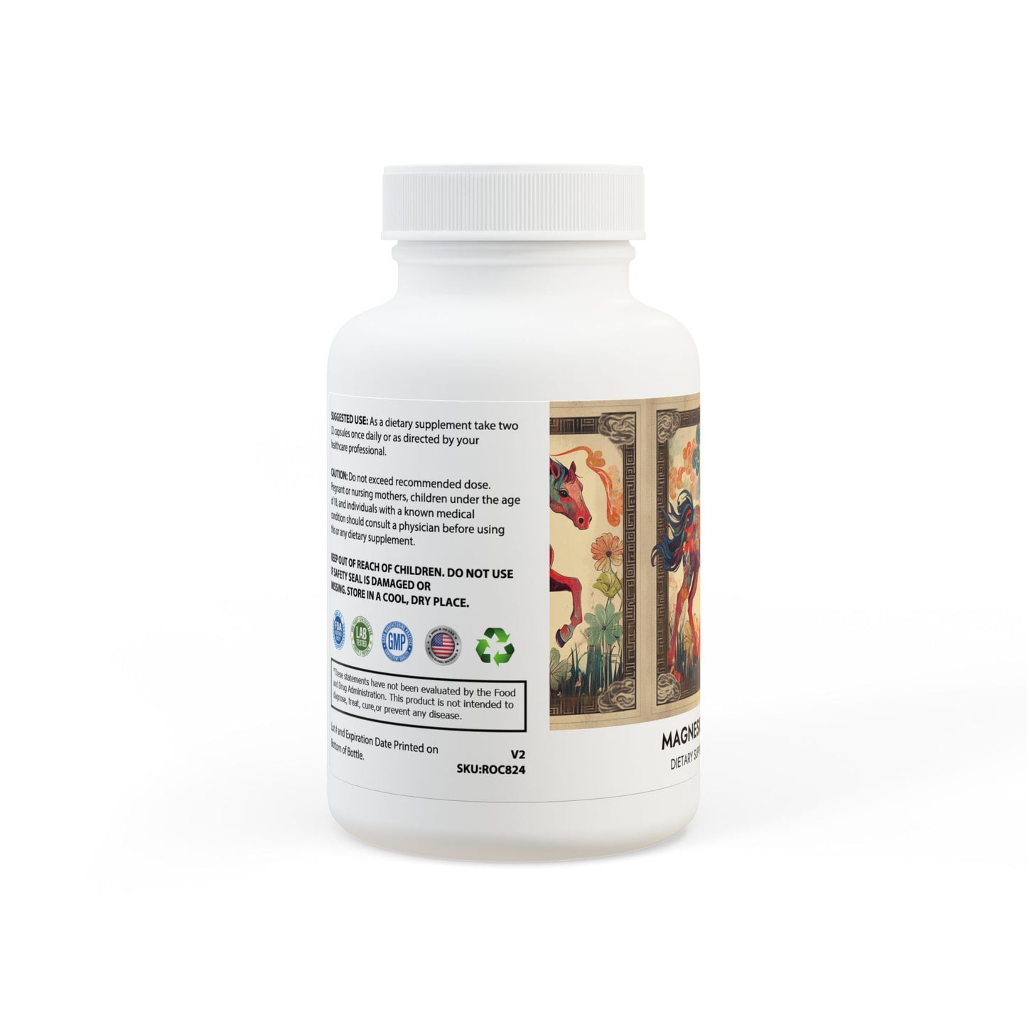 Magnesium Glycinate Supplement (60 Capsules) Year of The Fire Horse Illustration