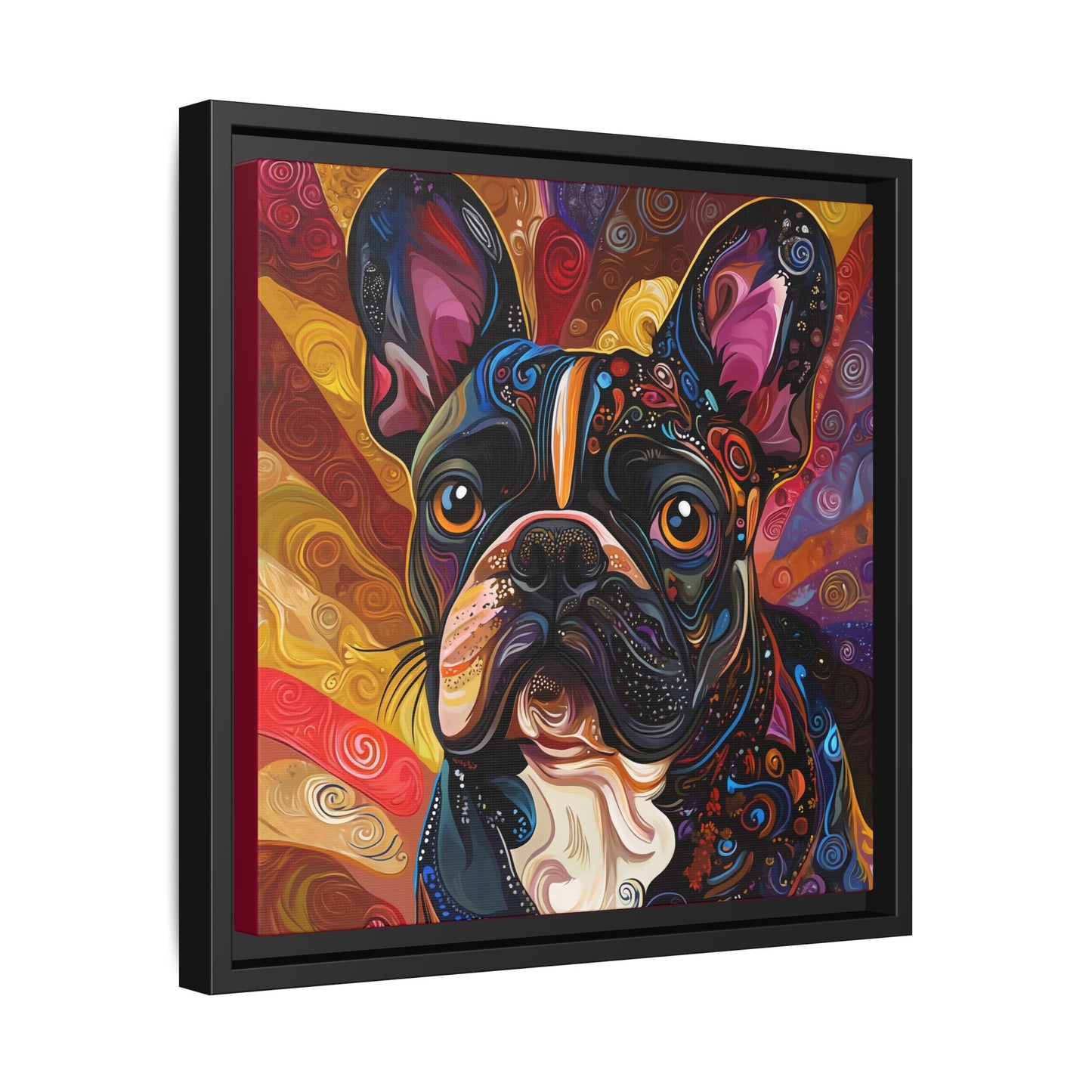 Colorful French Bulldog Pop Art Canvas Framed Wall Art | Matte Canvas